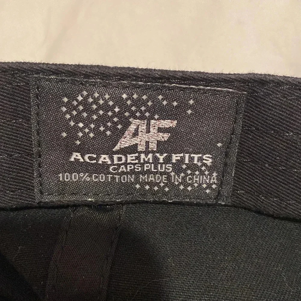 AF ACADEMY FITS HERE TO STAY BLACK CAP HAT COTTON